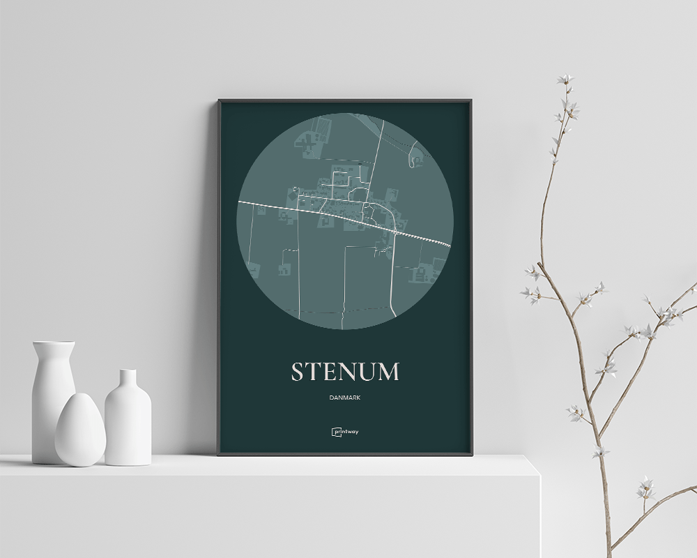 Stenum Bykort Plakat – Skovgrøn Design til Dit Hjem 70x100 cm