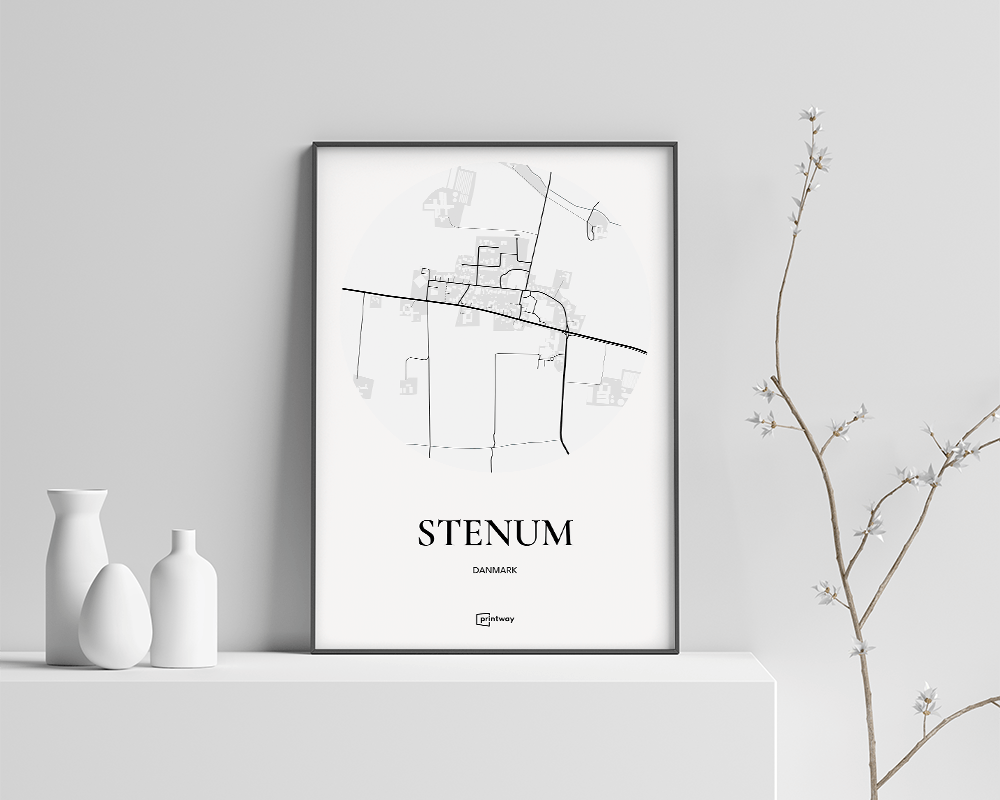 Stenum Bykort Plakat - Hvid, 70x100 cm - Unik Design