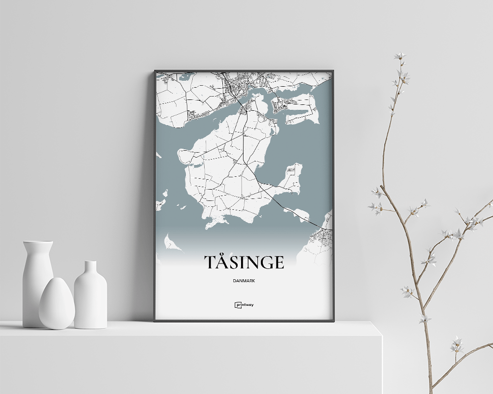 Tåsinge Bykort Plakat 21×30 cm – Elegant Indretning til Hjemmet