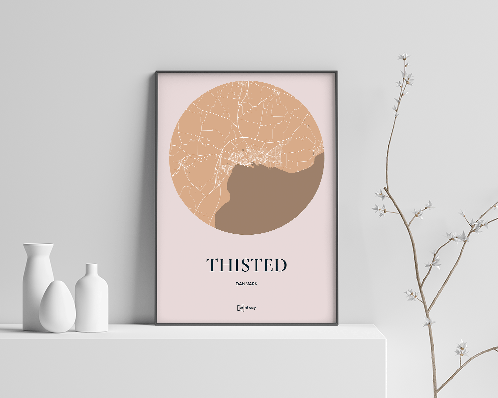 Thisted Plakat i Guld - Elegant A4 Dekorationskort