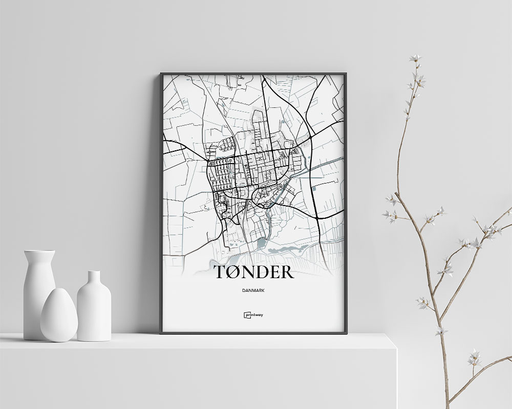 Tønder Bykort Plakat 60x84 cm – Minimalistisk Design