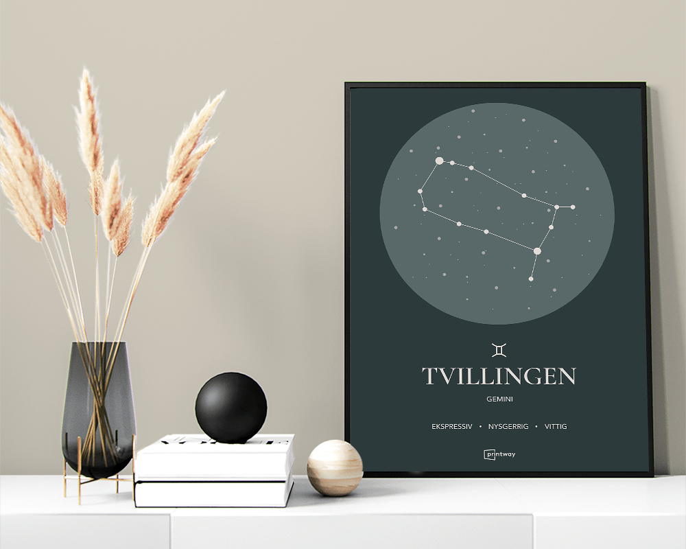 Tvillingernes Stjernetegn Plakat - Skovgrøn 70x100 cm