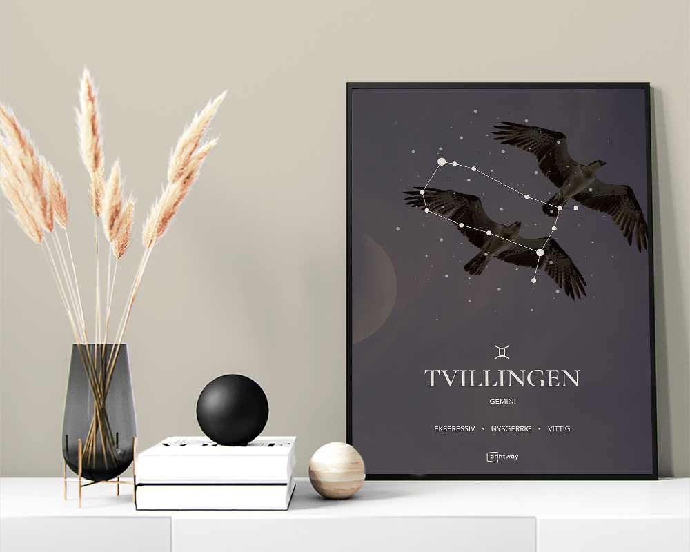 Tvillingen Stjernetegn Plakat - Minimalistisk Design A1