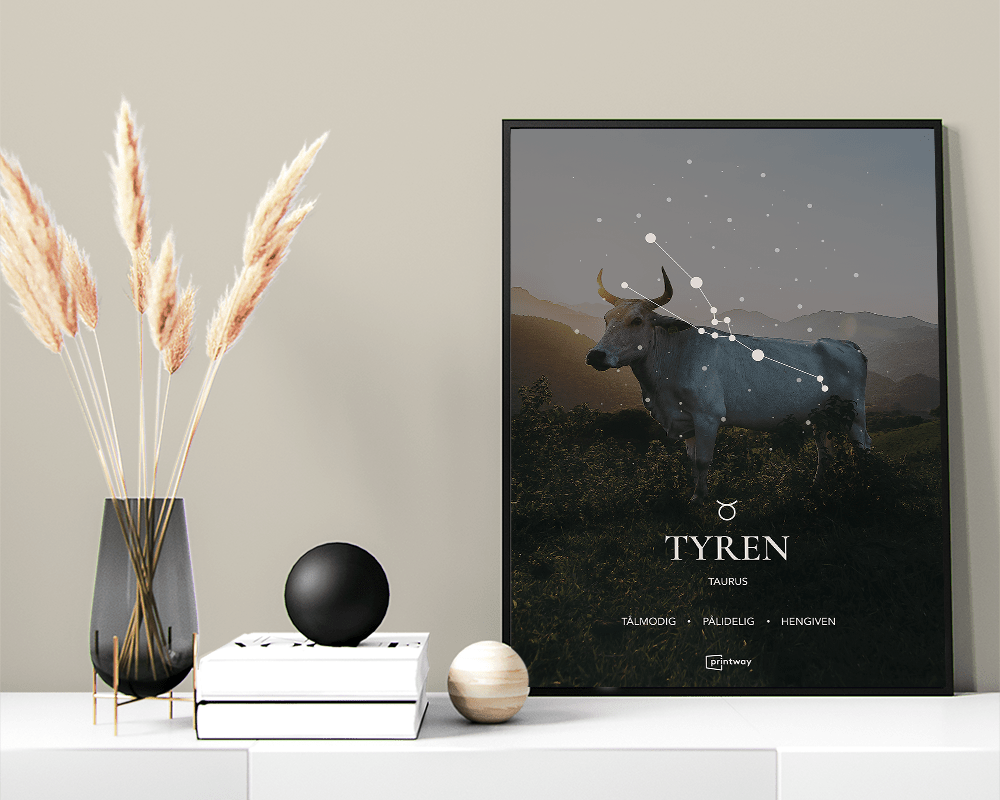 Tyren Stjernetegn Plakat - Minimalistisk Design 70x100 cm