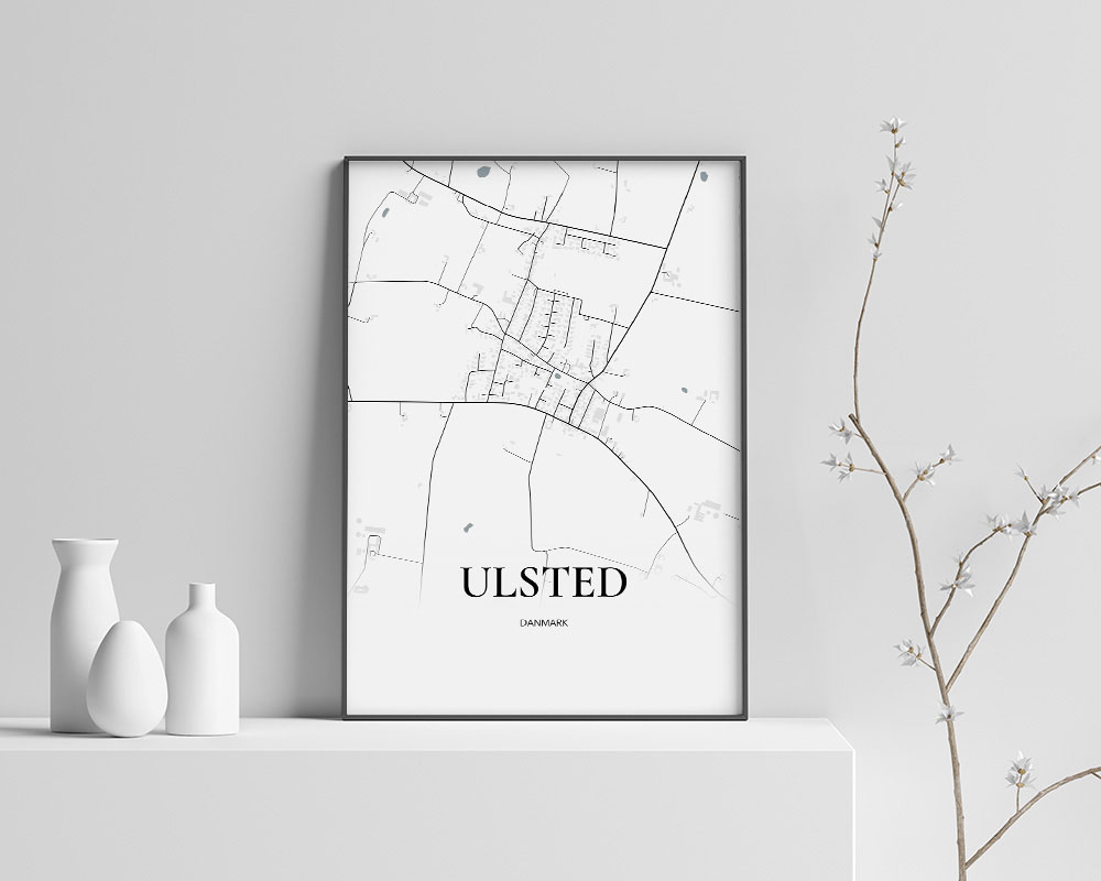 Ulsted Bykort Plakat 42x60 cm – Elegant Indretningstilbud