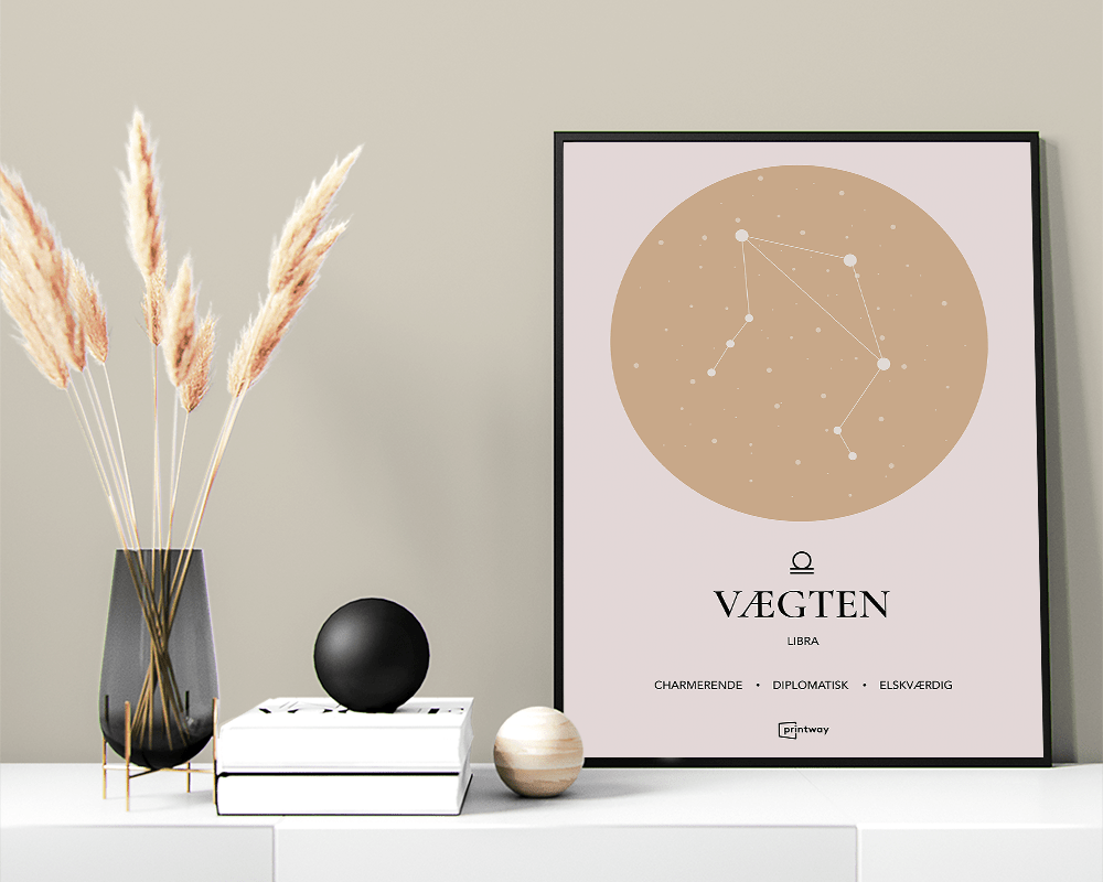 Vægten Stjernetegn Plakat i Guld – Elegant Indretning A1