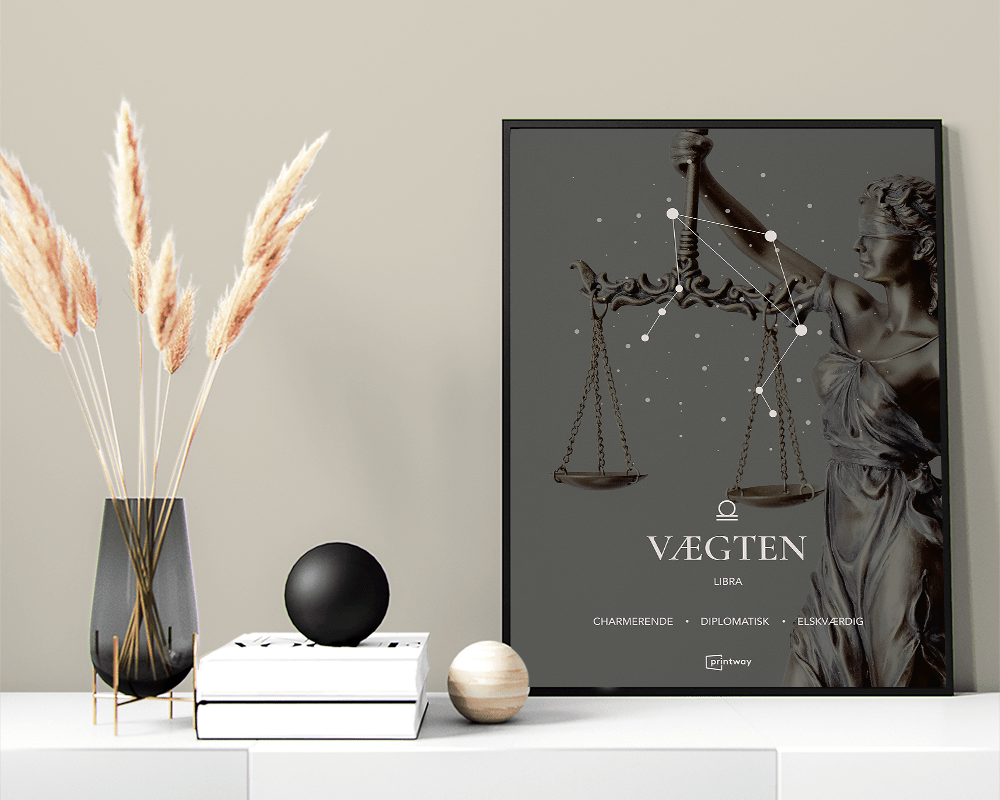 Vægten Stjernetegn Plakat - Minimalistisk Design 70x100 cm