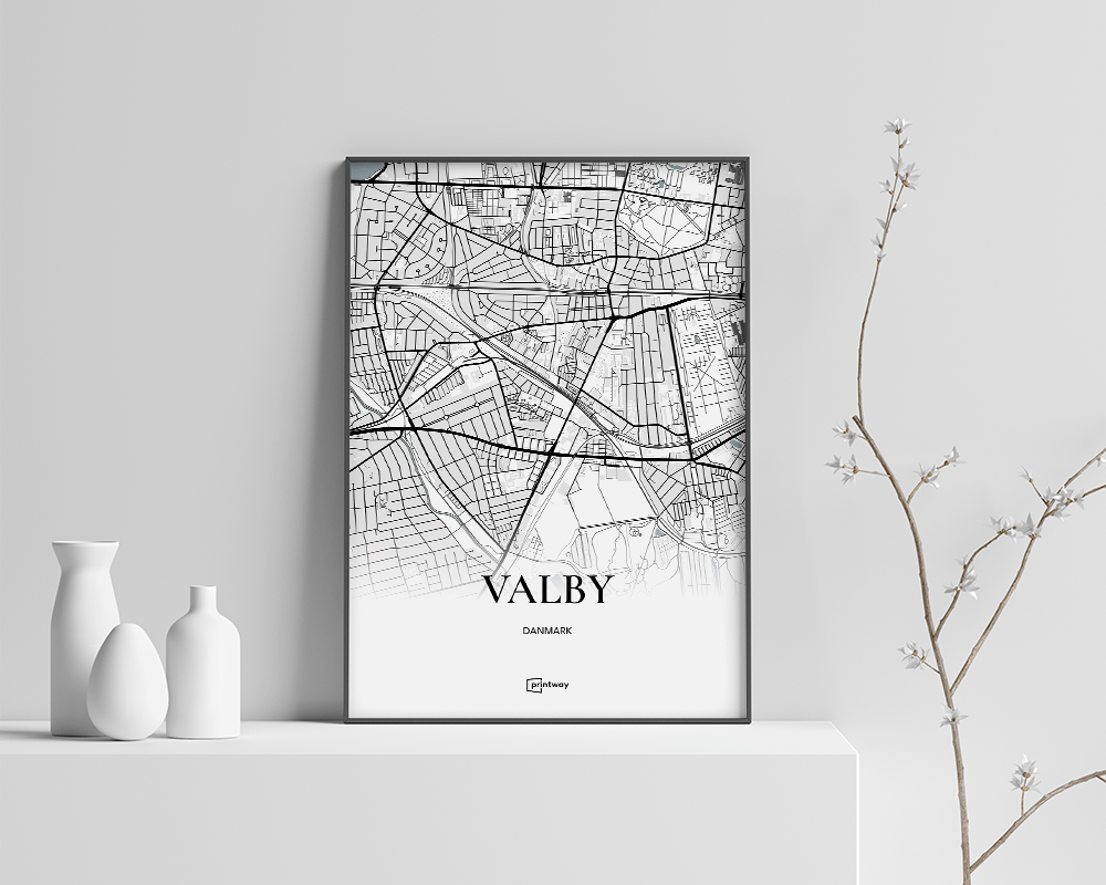Valby Bykort Plakat - Minimalistisk Kunstværk 21×30 cm