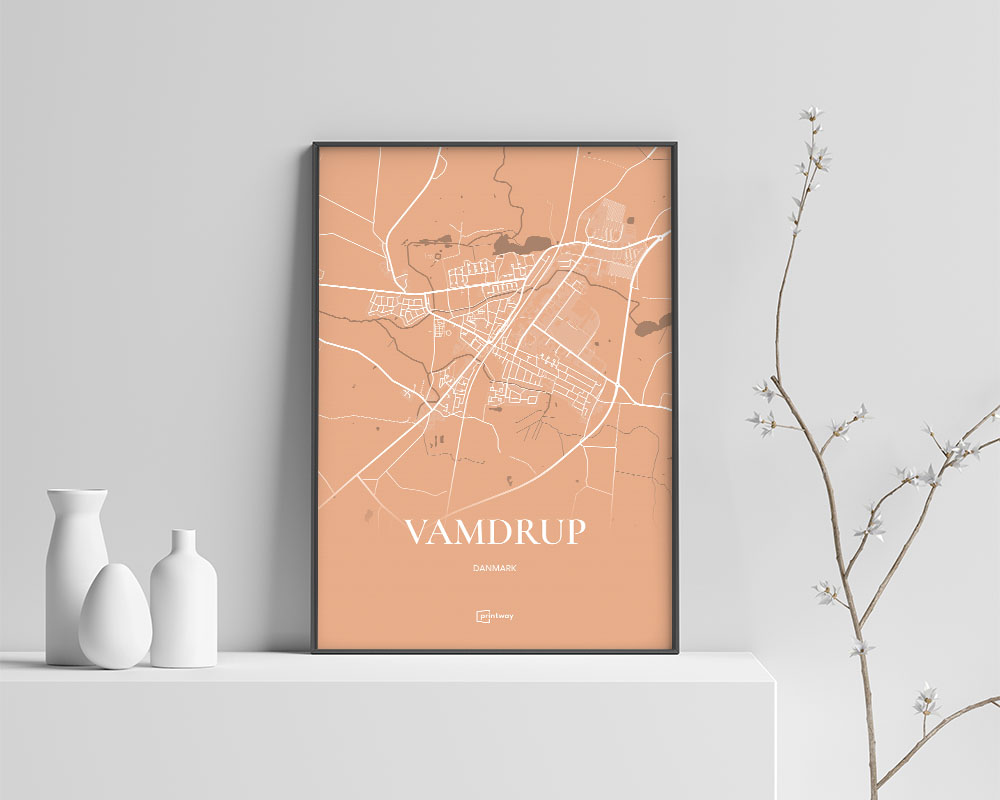 Vamdrup Bykort Plakat i Guld – Elegant Design 70x100 cm