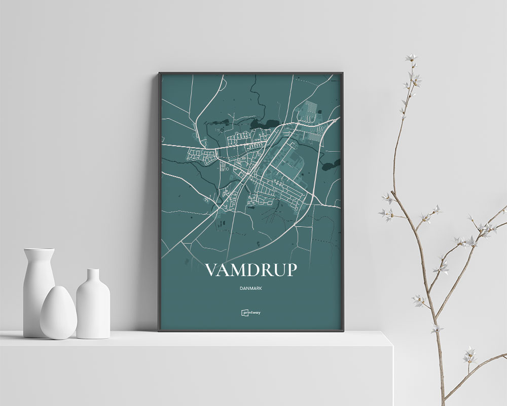 Vamdrup Bykort Plakat i Skovgrøn – Unik Indretning 70x100 cm