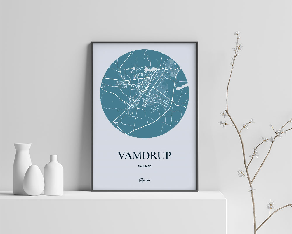 Vamdrup Bykort Plakat i Havblå – Elegant Design 70x100 cm