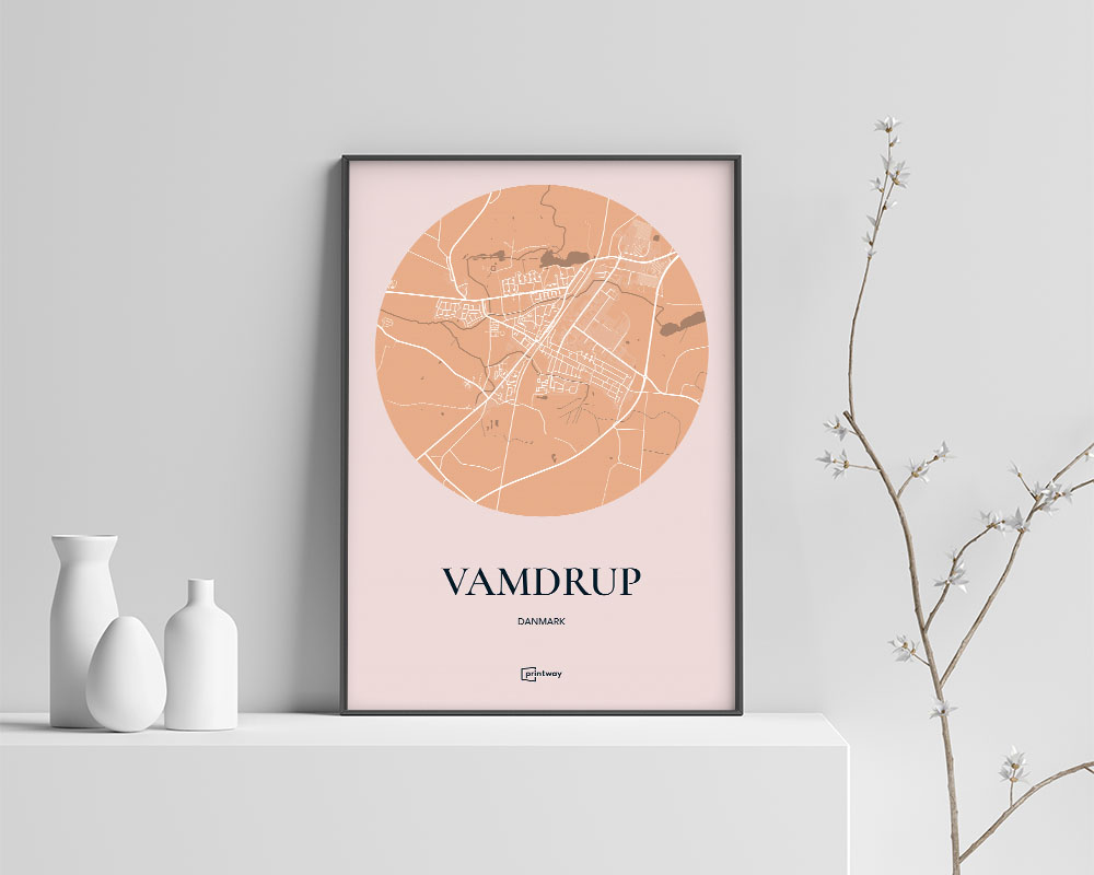 Vamdrup Bykort Plakat i Guld – Elegant Design 70x100 cm