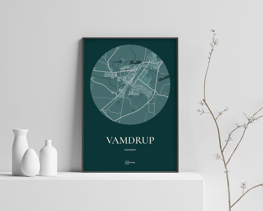 Vamdrup Bykort Plakat i Skovgrøn - Elegant Indretning