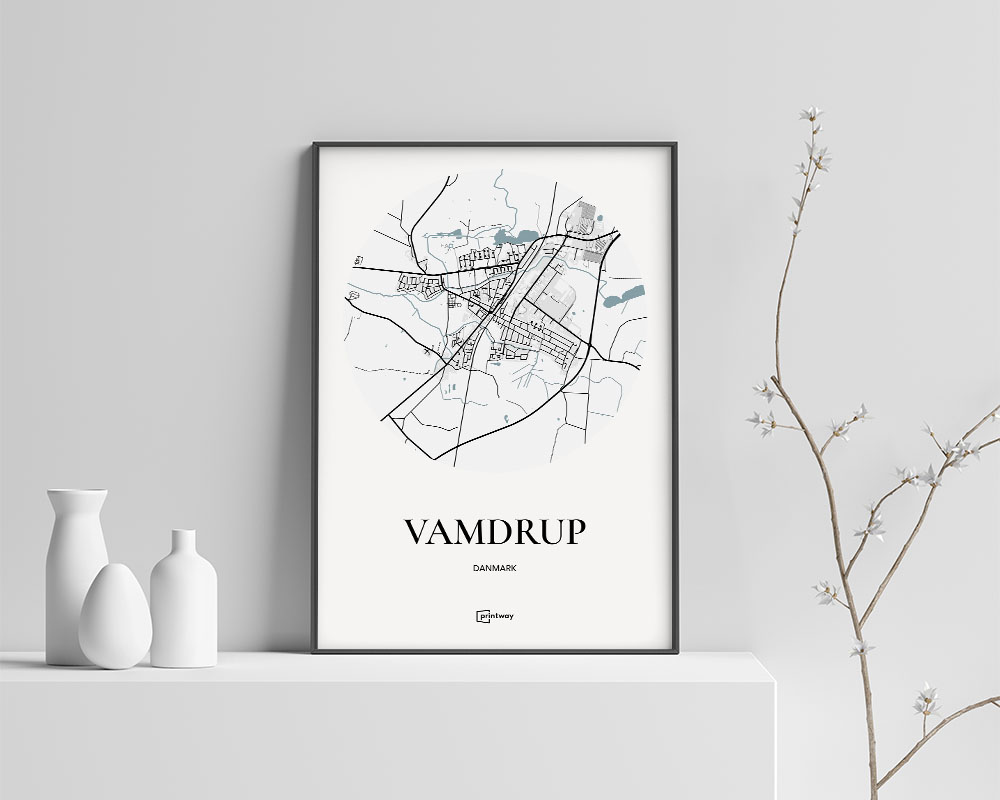 Vamdrup Bykort Plakat i Hvid 70x100 cm - Stilrent Design
