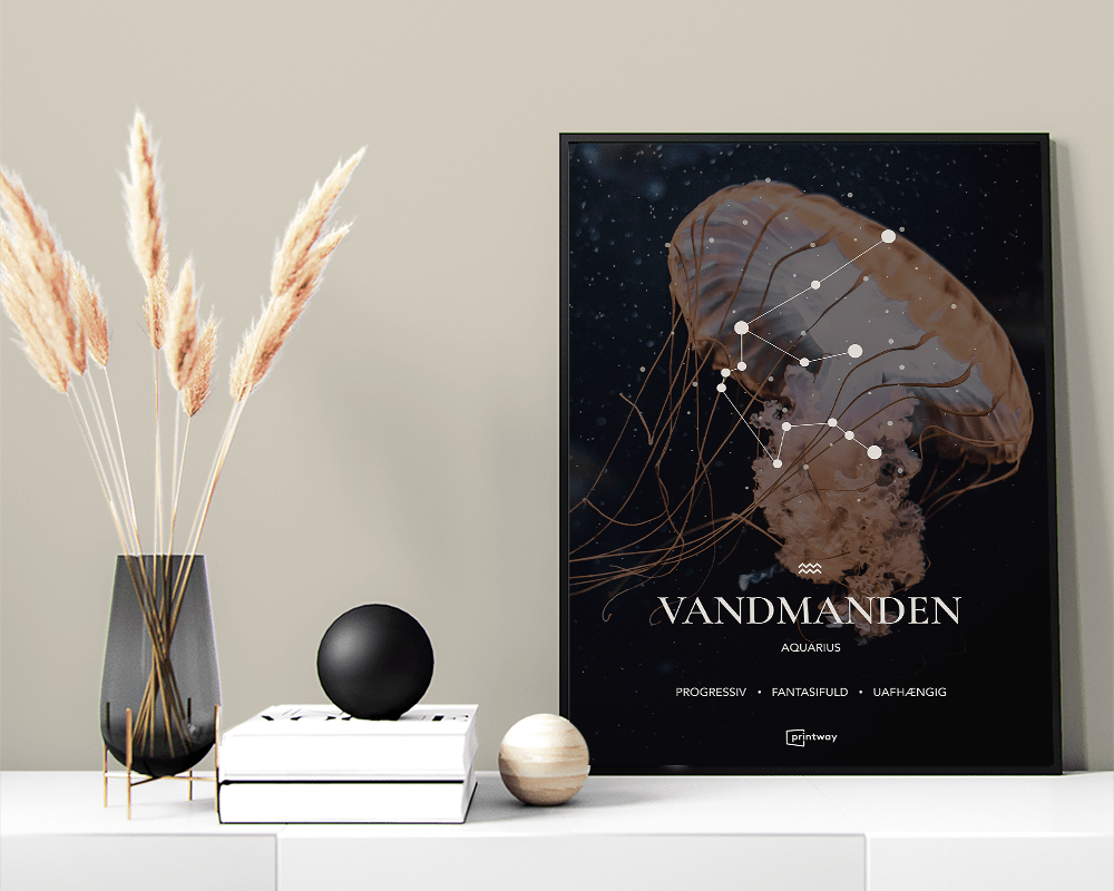 Vandmanden Stjernetegn Plakat - Minimalistisk Design 70x100 cm