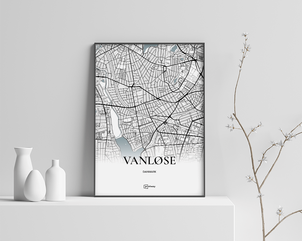 Vanløse Bykort Plakat 21x30 cm – Minimalistisk Design