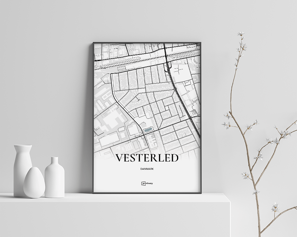 Vesterled Bykort Plakat 21×30 cm – Elegant Design til Hjemmet