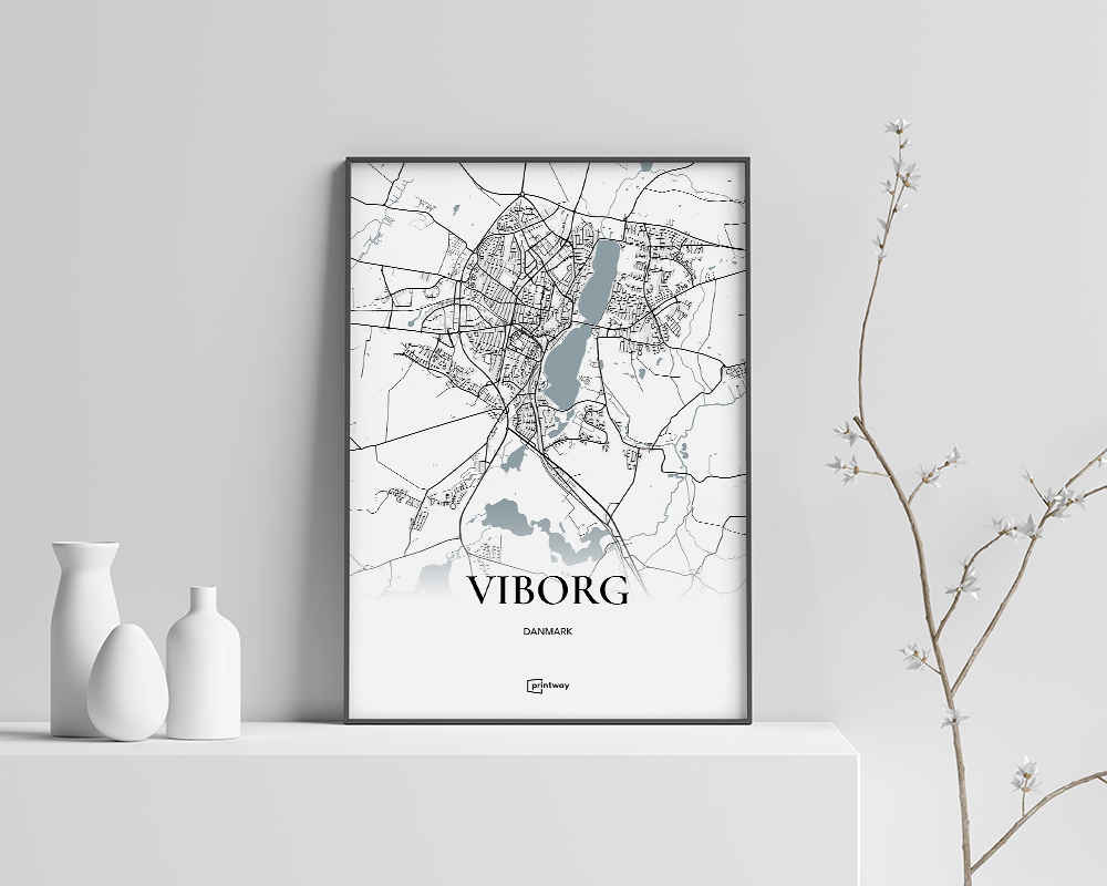 Viborg Bykort Plakat – Minimalistisk Design 21x30 cm