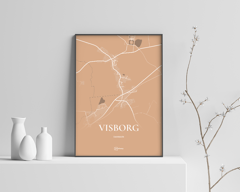 Visborg Bykort Plakat i Guld - 70x100 cm (B1)