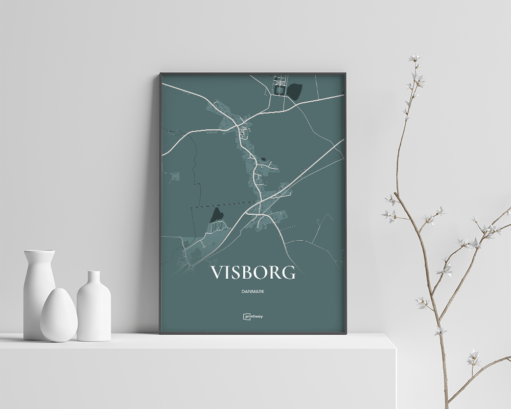 Visborg Bykort Plakat – Skovgrøn 70x100 cm, Stilren Indretning