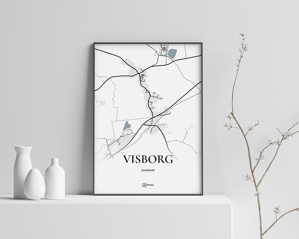Visborg Bykort Plakat – Elegant Hvid 70x100 cm