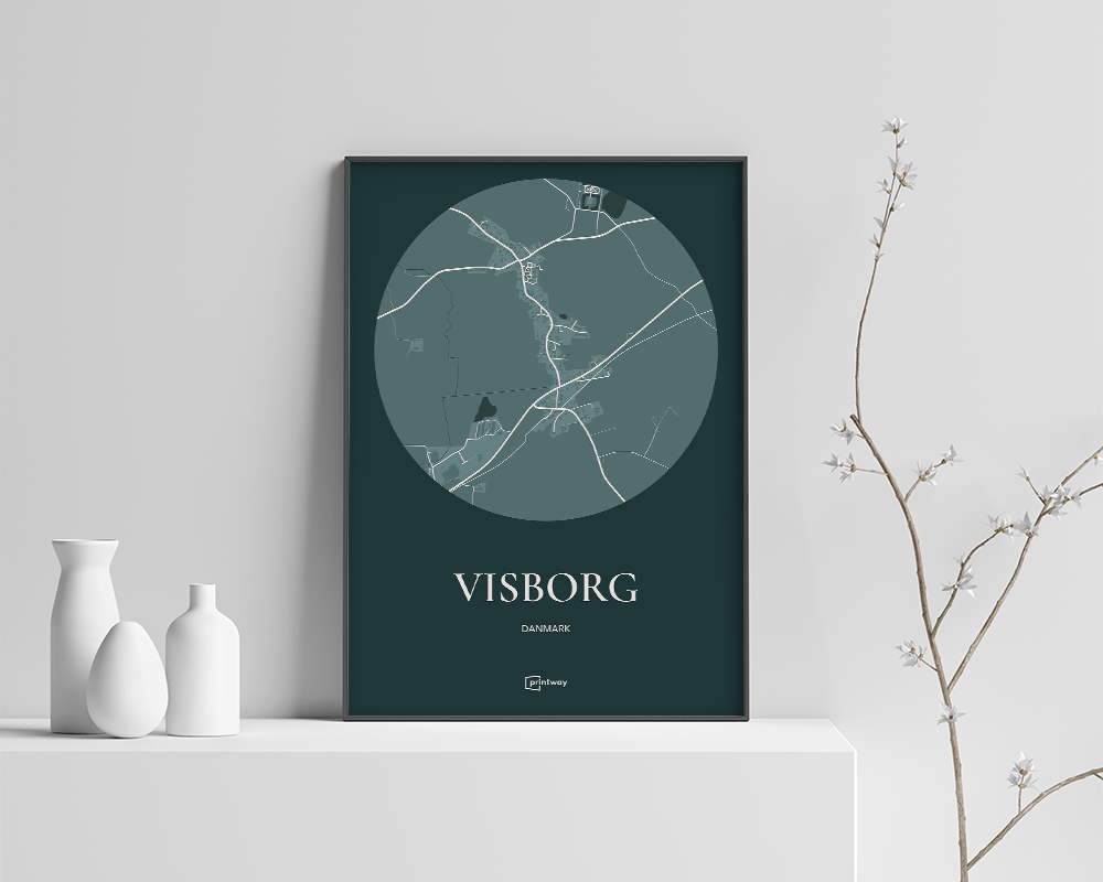 Visborg Plakat - Rundt Kort i Skovgrøn 70x100 cm