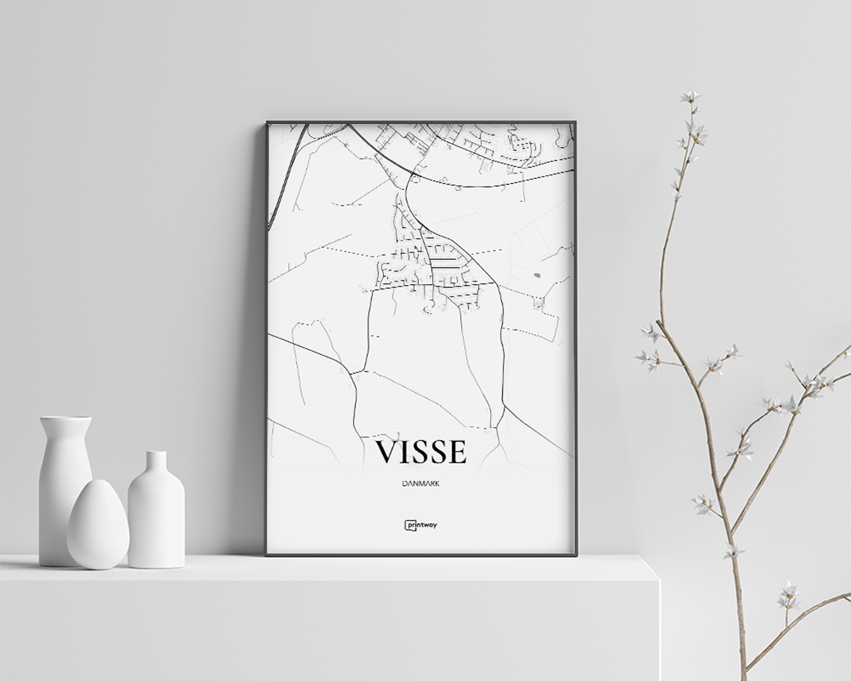 Visse Bykort Plakat 21x30 cm – Stilfuldt Minimalistisk Design