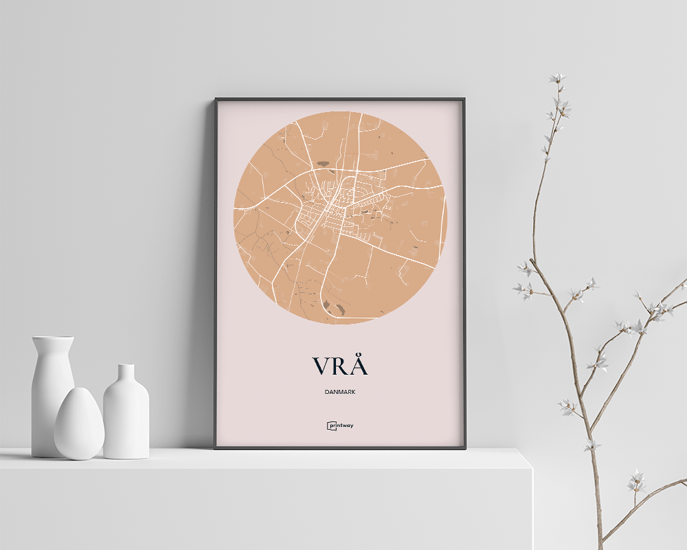 Vrå Bykort Plakat i Guld - Minimalistisk Elegance 70x100 cm