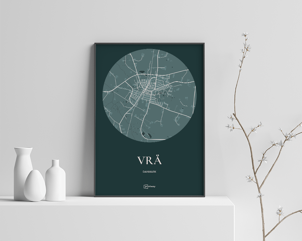 Vrå Bykort Plakat i Skovgrøn - 70x100 cm (B1)