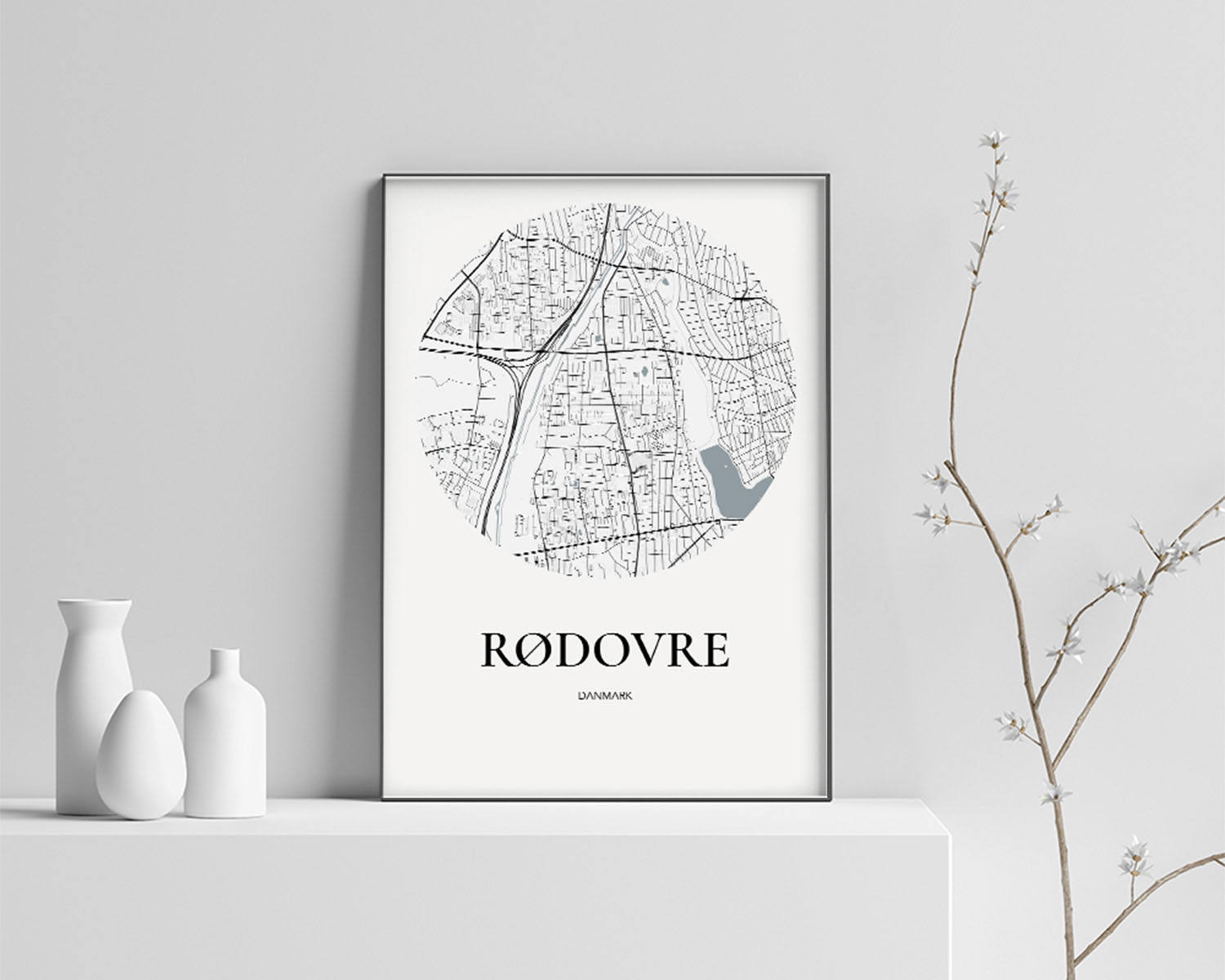 Rødovre Bykort Plakat - Minimalistisk Design 70x100 cm