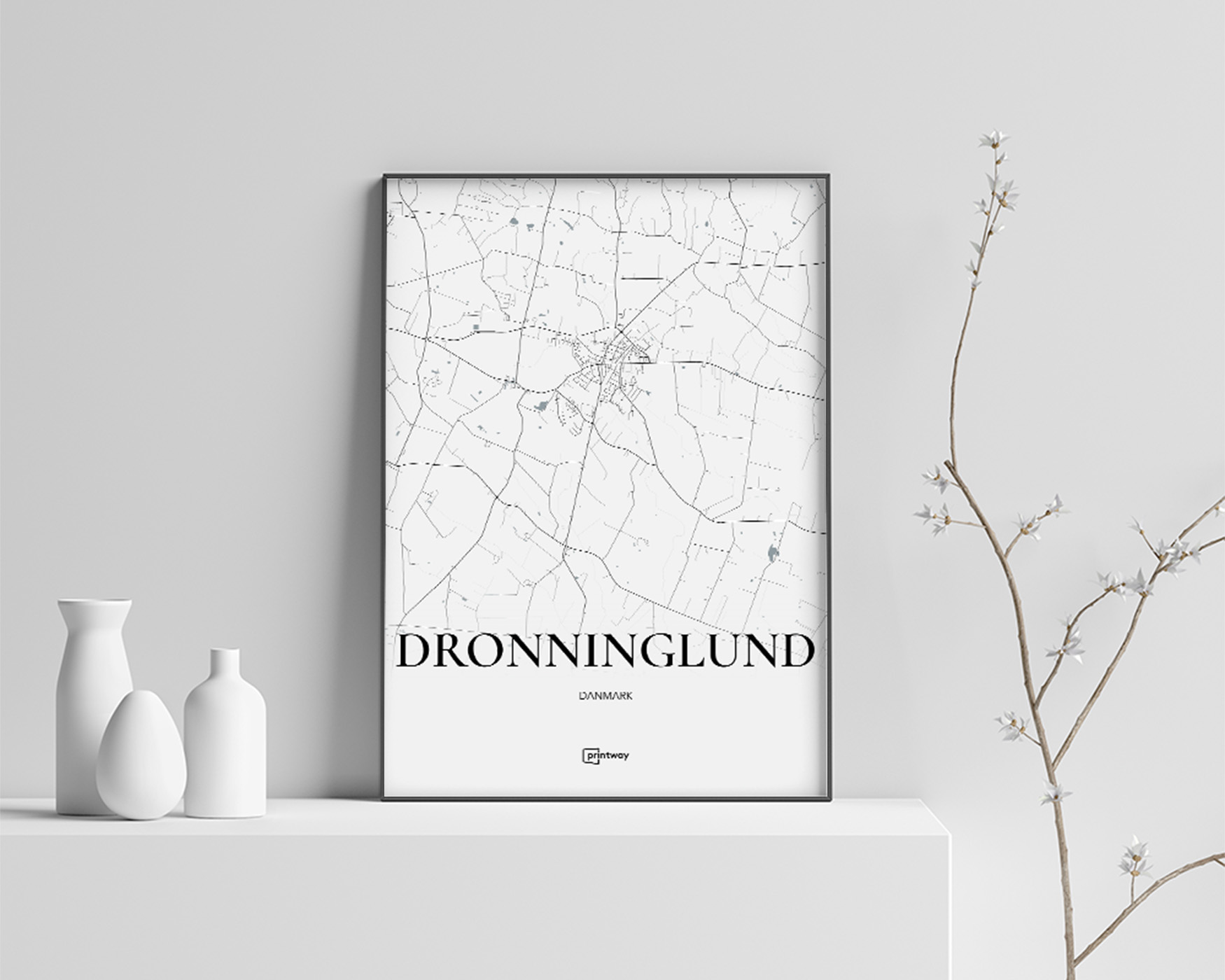 Dronninglund Plakat A4 – Minimalistisk Indretning til Hjemmet