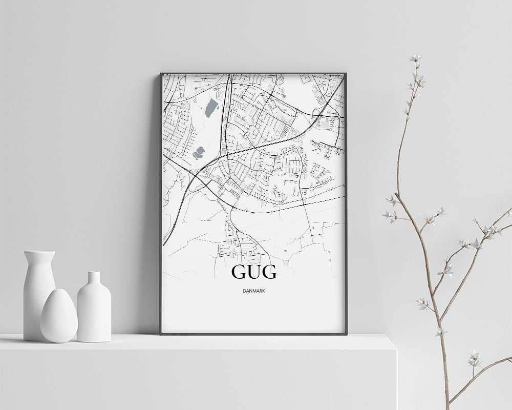 Gug Plakat 70x100 cm – Minimalistisk Bykort Design