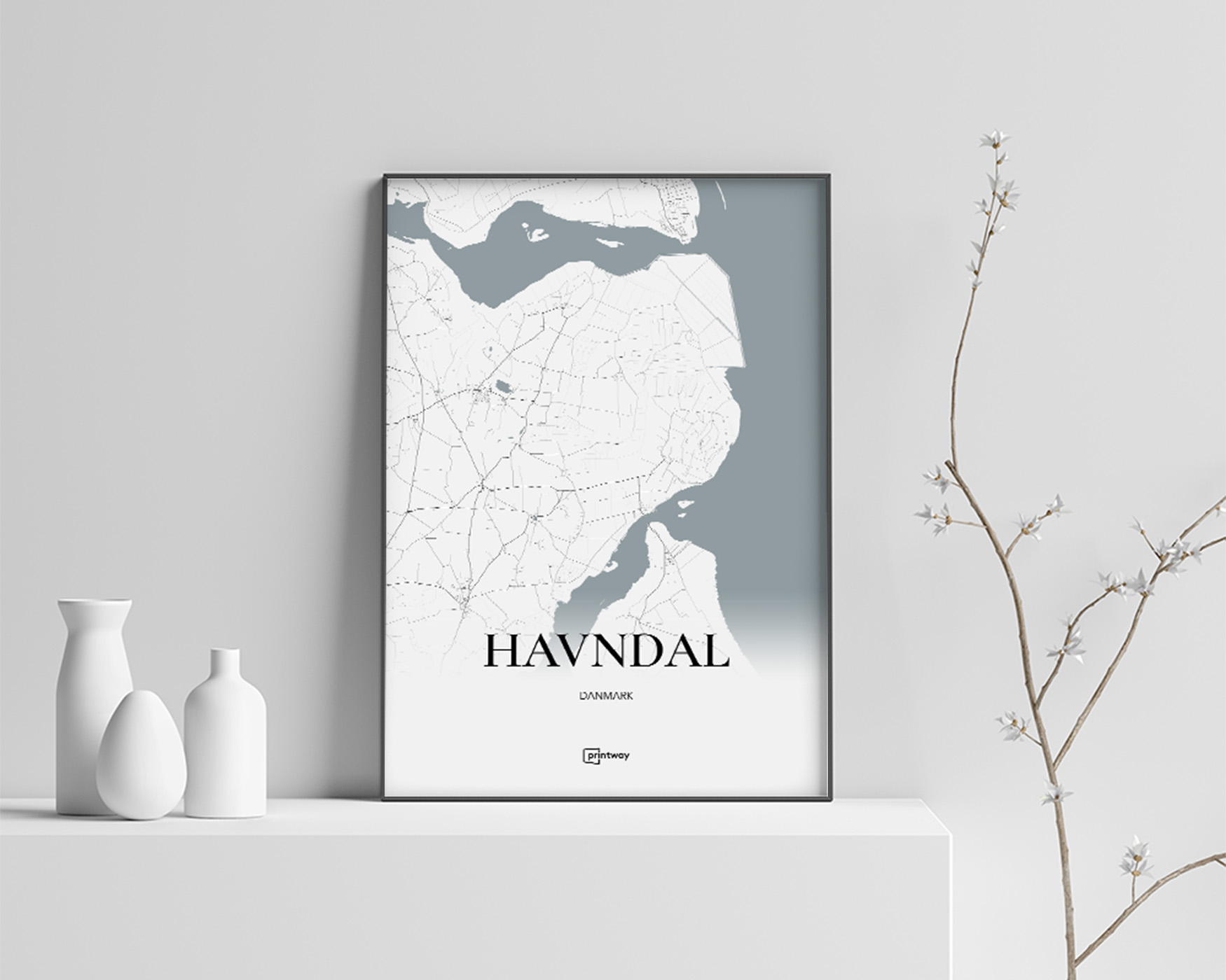Havndal A4 Plakat – Minimalistisk Bykort til Dit Hjem