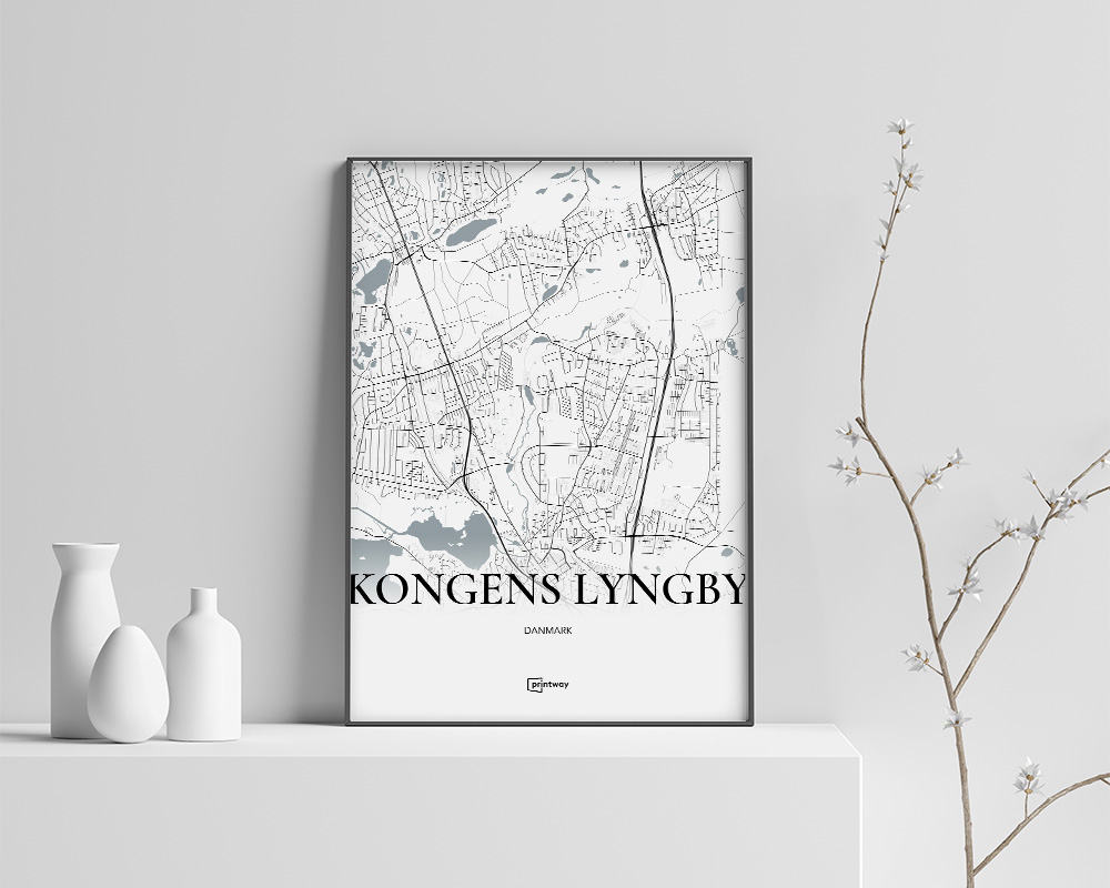 Kongens Lyngby Plakat - Minimalistisk Hvid Kort 70x100 cm