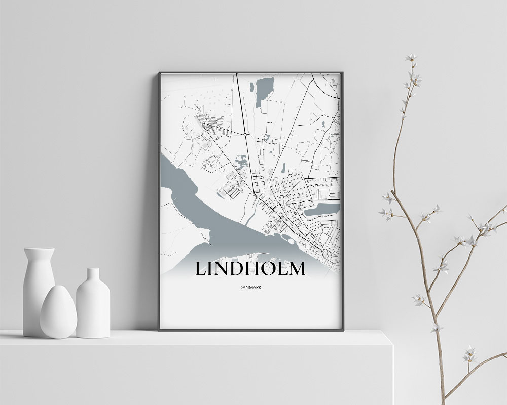 Lindholm Bykort Plakat 70×100 cm – Unik Indretning!