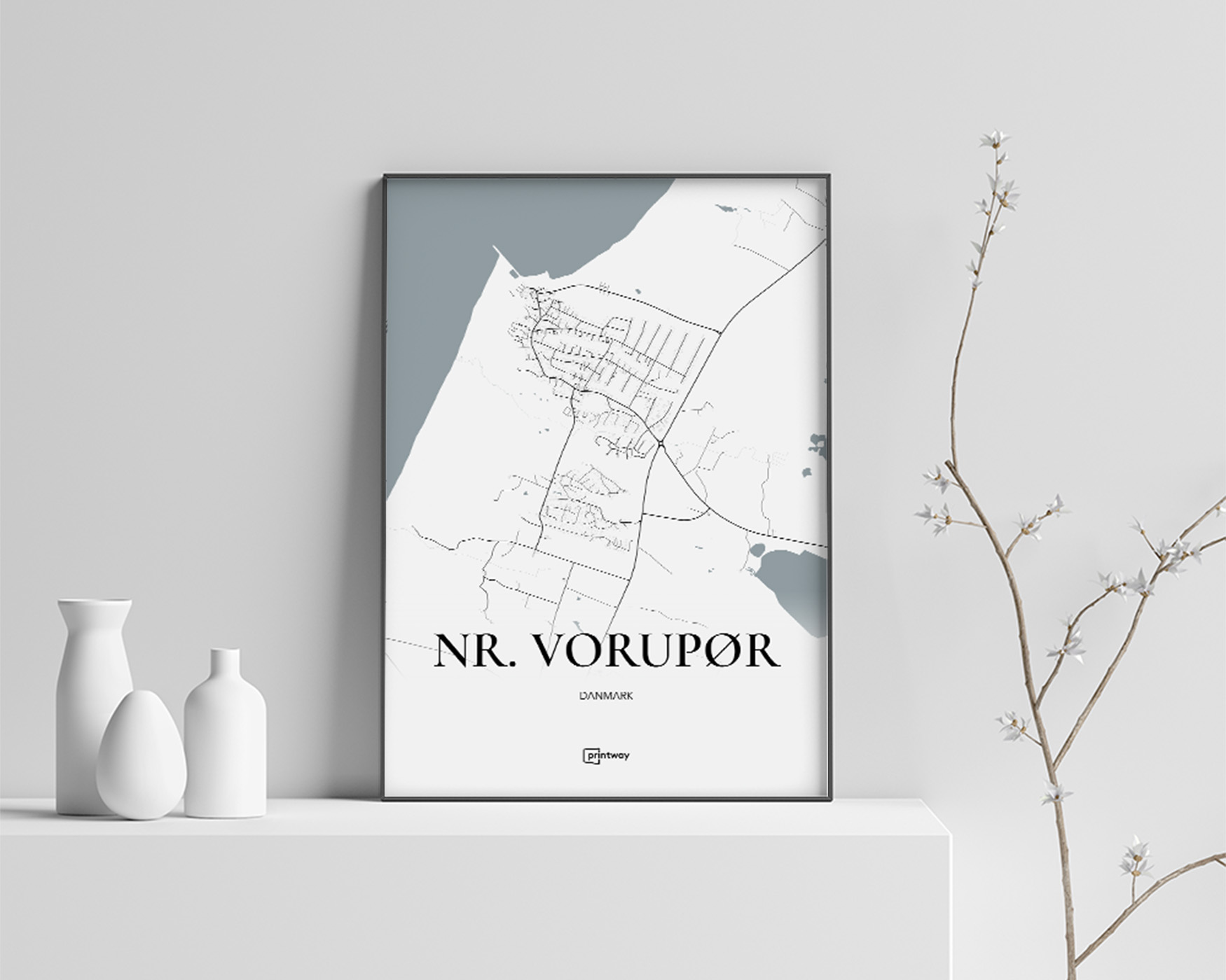 Nørre Vorupør Minimalistisk Bykort Plakat A4 - Stilfuld Dekor!