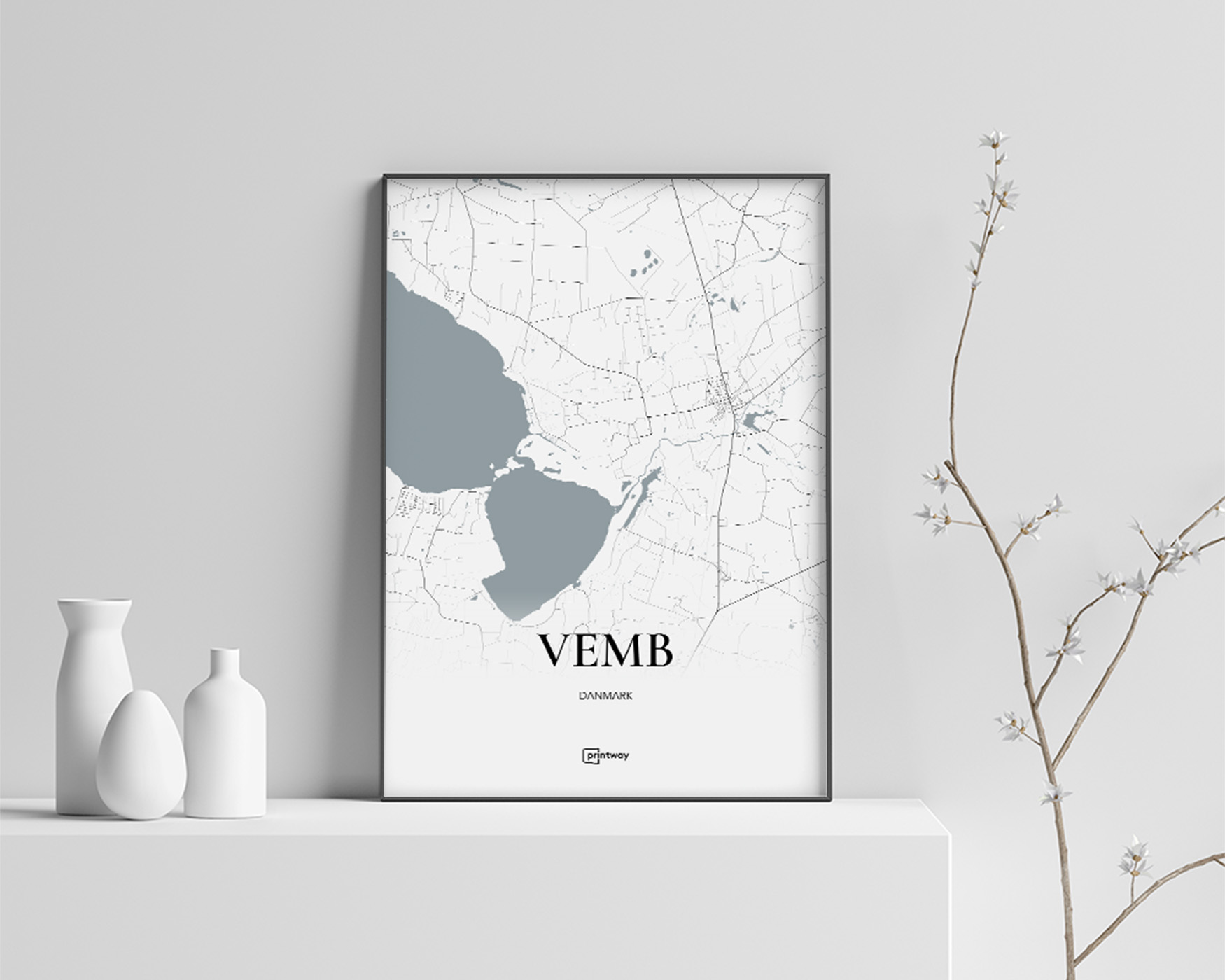 Vemb Bykort Plakat 21x30 cm - Minimalistisk Design