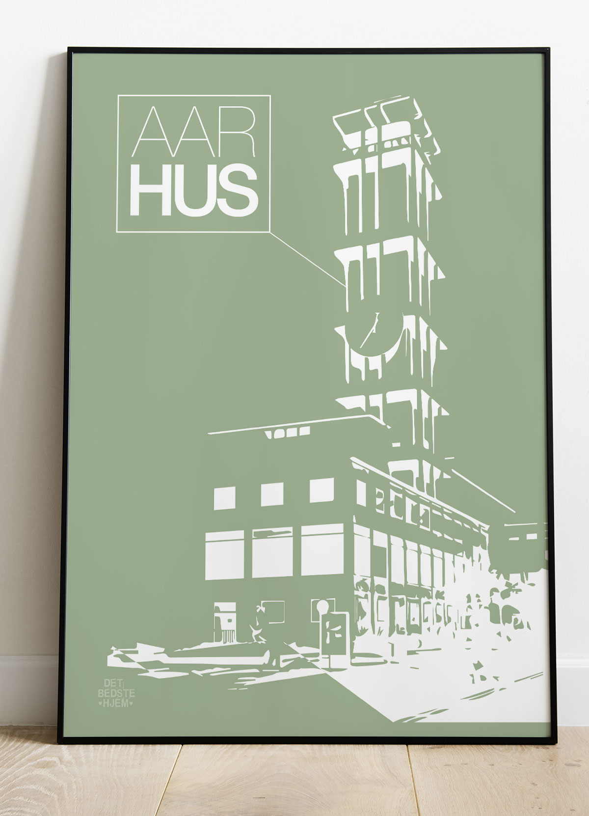 Aarhus-plakat med Rådhustårnet – Grøn A4 Plakat