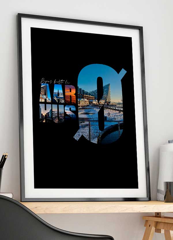 Aarhus Ø Byplakat - Byens Bedste Liv (Sort) A4 21x29,7 cm