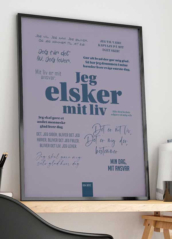 Kim Boye Citatplakat - Lilla - A4 Størrelse til 199 kr.