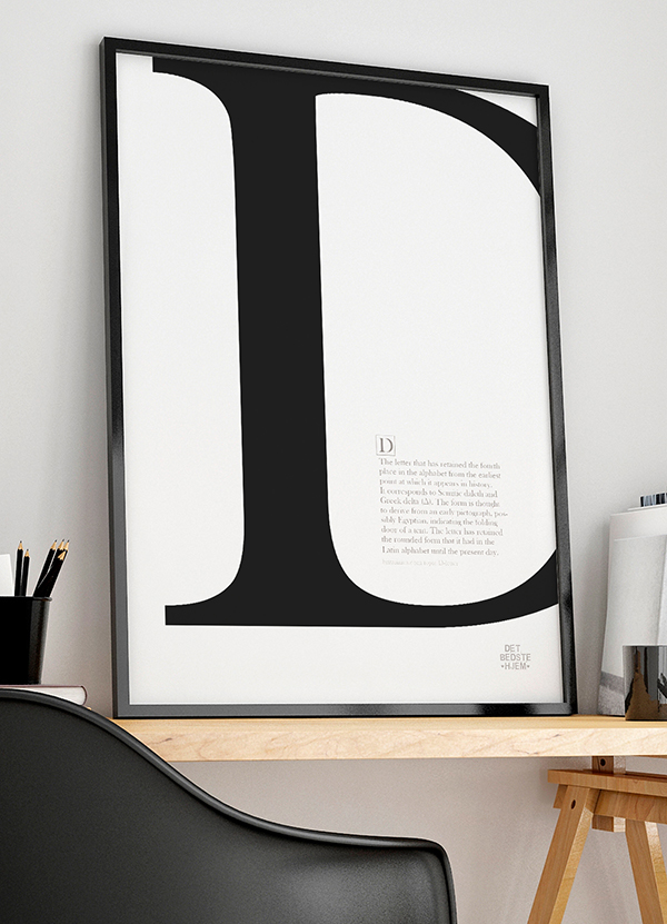 Bogstav D Plakat - Grafisk A4 Plakat til Stuen