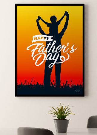Fars Dag Plakat - Min Far Silhouet i Solnedgang - A4 199 kr.