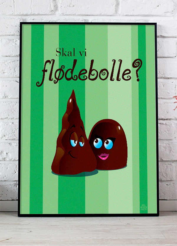 Skal vi flødebolle plakat - grøn - A4 størrelse til hjemmet