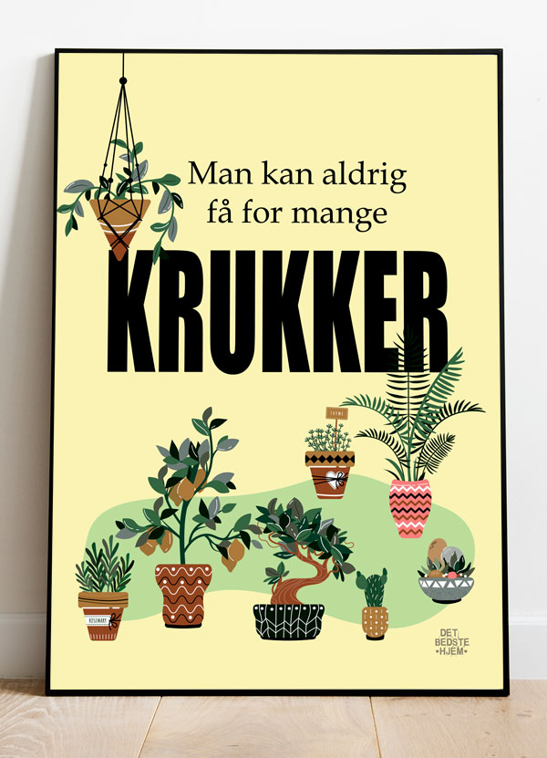 Plakat: Man kan aldrig få for mange krukker - A4 21x29,7