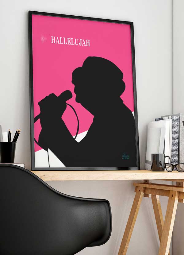 Hallelujah Plakat (Pink) – Musik og Livsglæde 21x29,7 cm