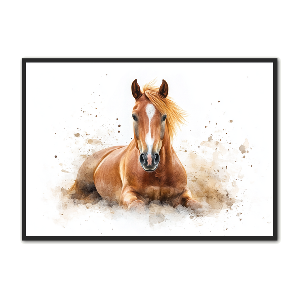 Hest Plakat 48 – Liggende Hest i Naturlig Ro
