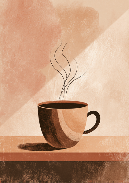 Kaffeplakat 99 - Varm Kaffekop i Minimalistisk Design