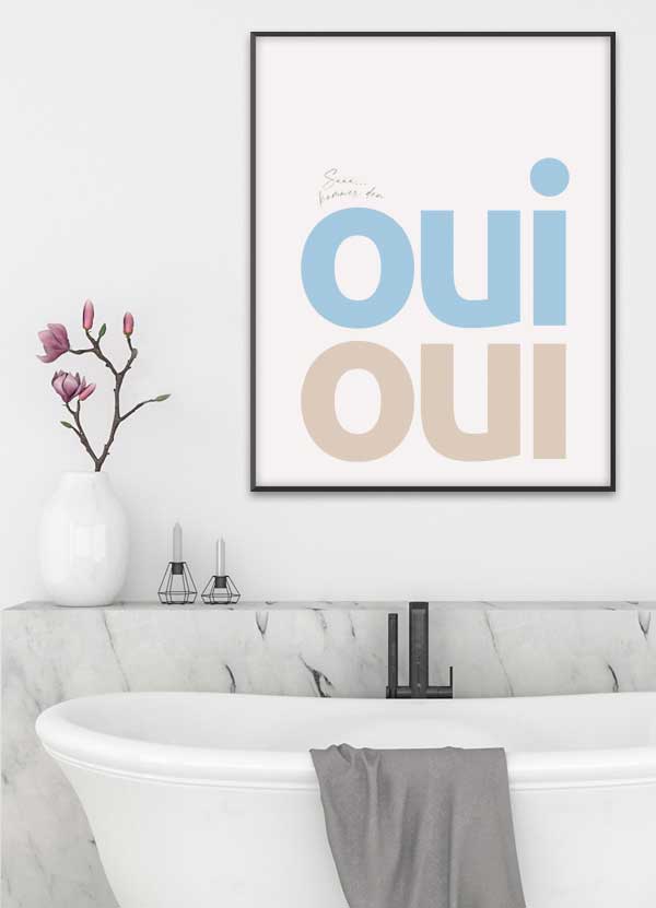 Toiletplakat "Oui Oui" – A4 Plakat til 199 kr.