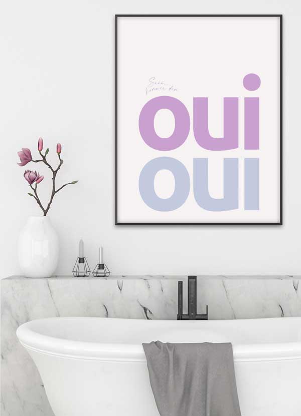 Toiletplakat "Oui Oui" - 21 x 29,7 cm - Kun Kr. 199,-