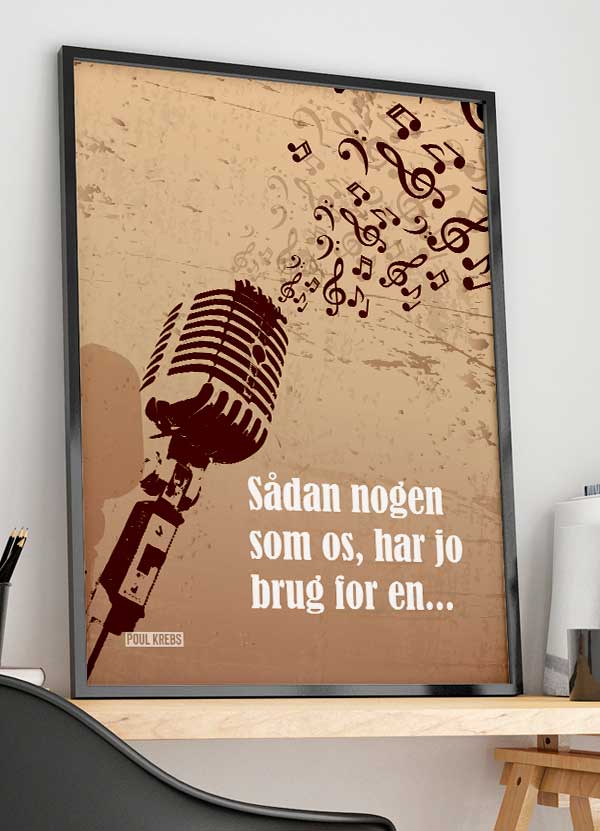 Poul Krebs Plakat med Mikrofon Effekt - A4 Kunstværk